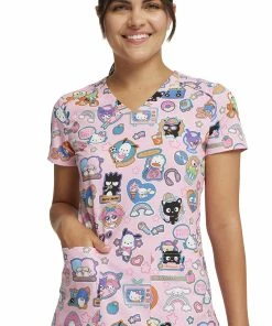 Cherokee Women's Supercute Stickers Print Scrub Top -Cherokee Shop 6 ck tf776 print 650 1
