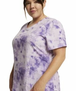 Dickies Women's Tonal Tie Dye Lavender Print Scrub Top 15 Dickies Women's Tonal Tie Dye Lavender Print Scrub Top -Cherokee Shop 6 di dk623 print 650