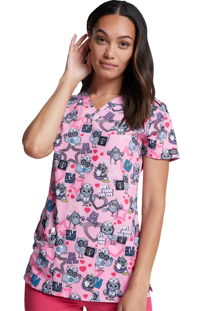 Dickies Clearance Women's Hoo Cares For You Print Scrub Top 8 Dickies Clearance Women's Hoo Cares For You Print Scrub Top - Image 6
