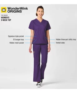 WonderWink Clearance Women's Bravo Lady Fit V-Neck Solid Scrub Top -Cherokee Shop 6 wk 6016 clearance 650