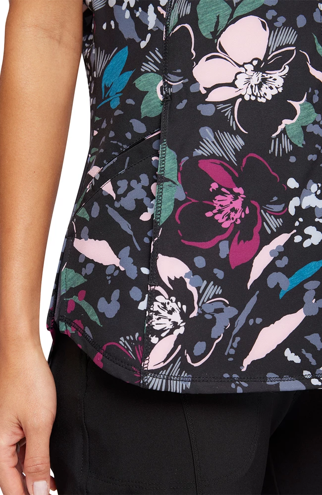 Cherokee Women's Zip-Front Wild Fleur You Print Scrub Top 9 Cherokee Women's Zip-Front Wild Fleur You Print Scrub Top - Image 7
