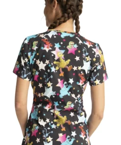 Cherokee Clearance Women's Stars Of Sesame Print Scrub Top -Cherokee Shop 7 ck tf659 printclearance 650