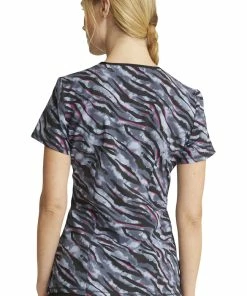 Cherokee Clearance Women's Mock Wrap Wild For Tie Dye Print Scrub Top -Cherokee Shop 8 ck ck608 printclearance 650