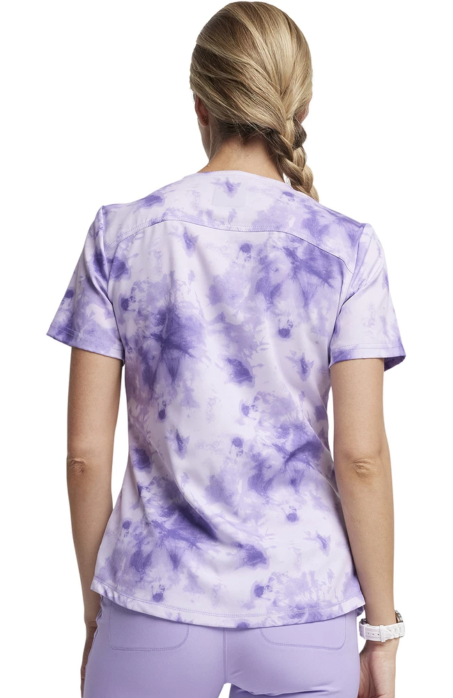 Dickies Women's Tonal Tie Dye Lavender Print Scrub Top 10 Dickies Women's Tonal Tie Dye Lavender Print Scrub Top - Image 8